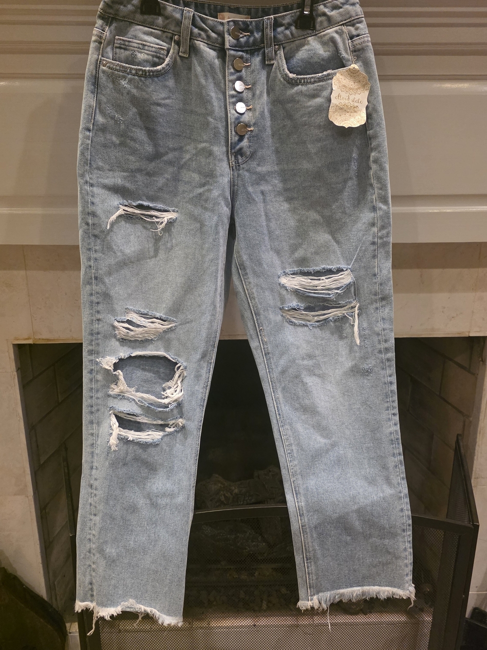 Altar'd State Light Blue Distressed Cropped Jeans